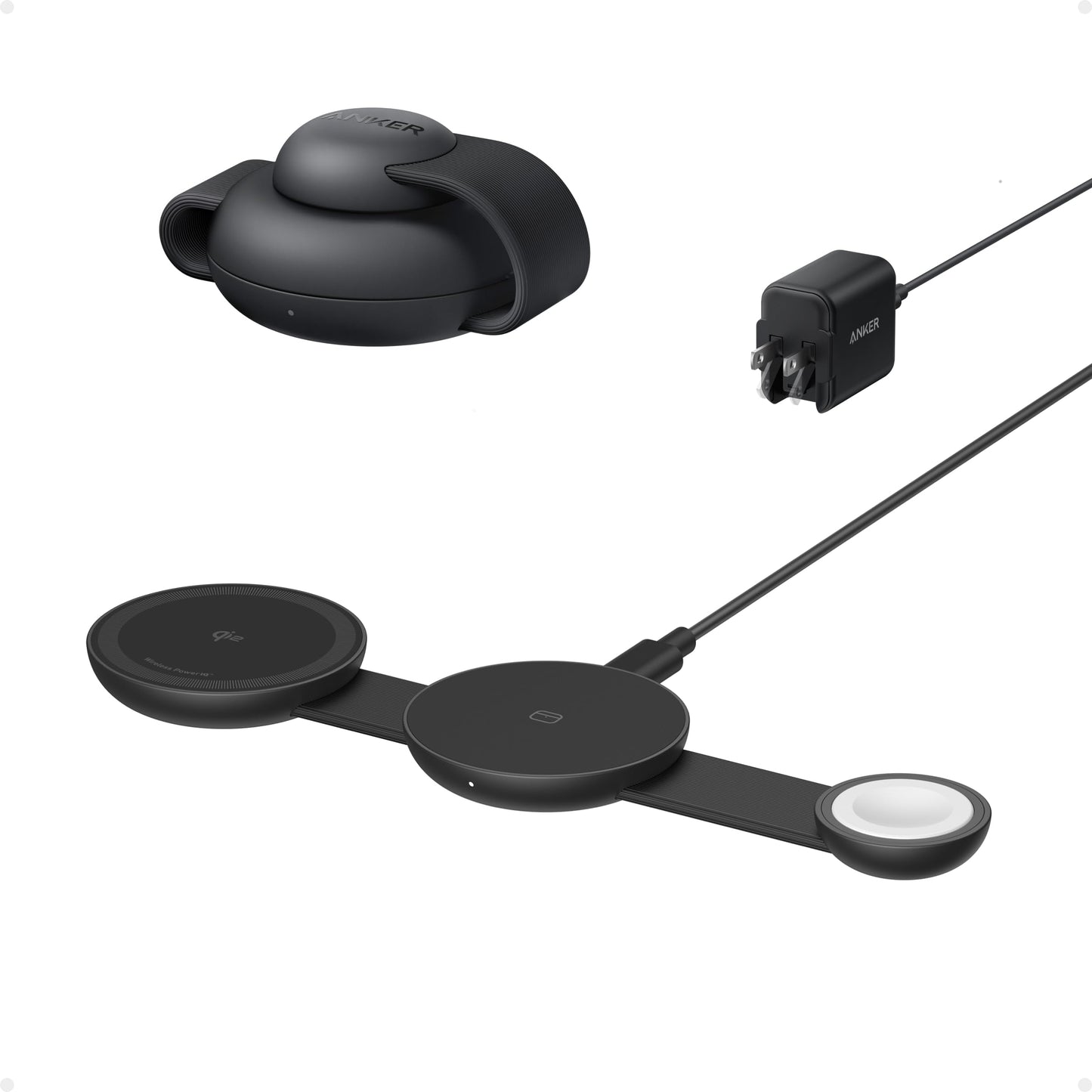 Anker MagSafe MagGo 3 em 1, 15W Qi2, para iPhone 17/16/15/14, AirPods, Apple Watch