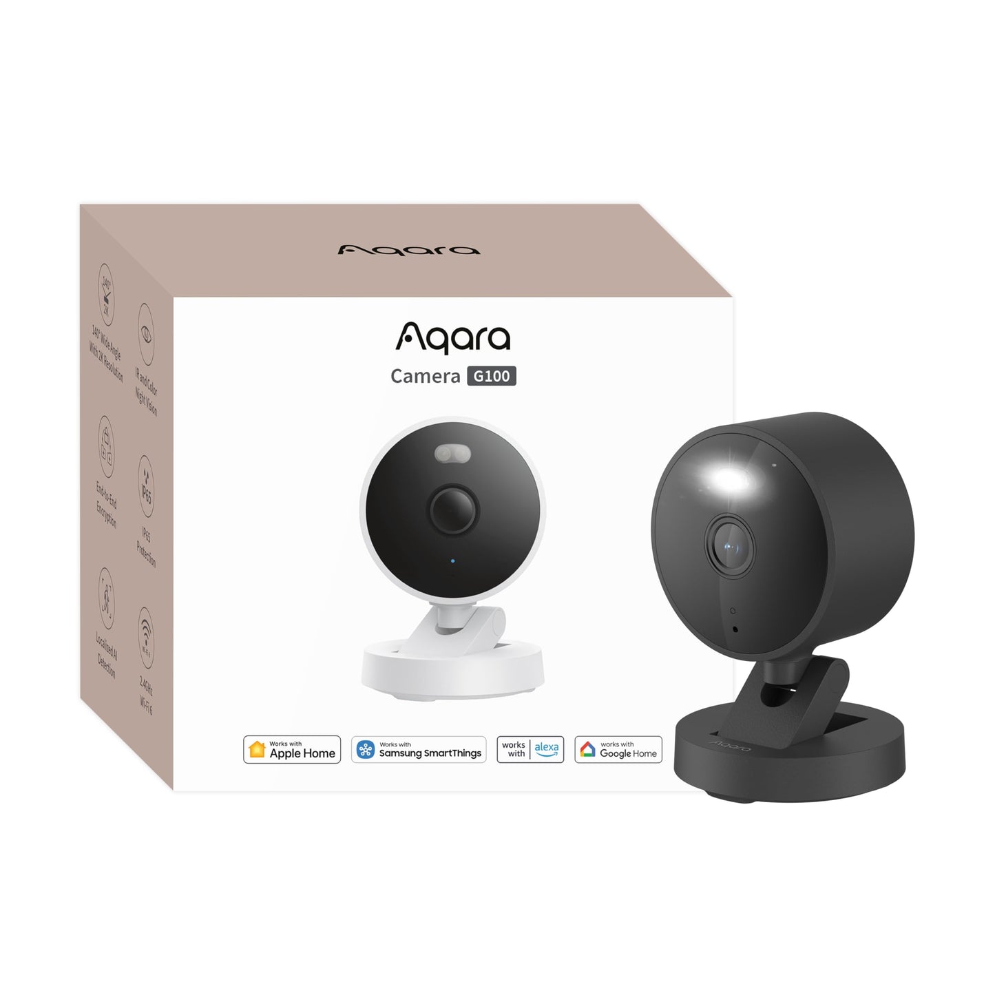 Câmera de segurança Aqara G100, 2K Indoor/Outdoor, HomeKit Secure Video