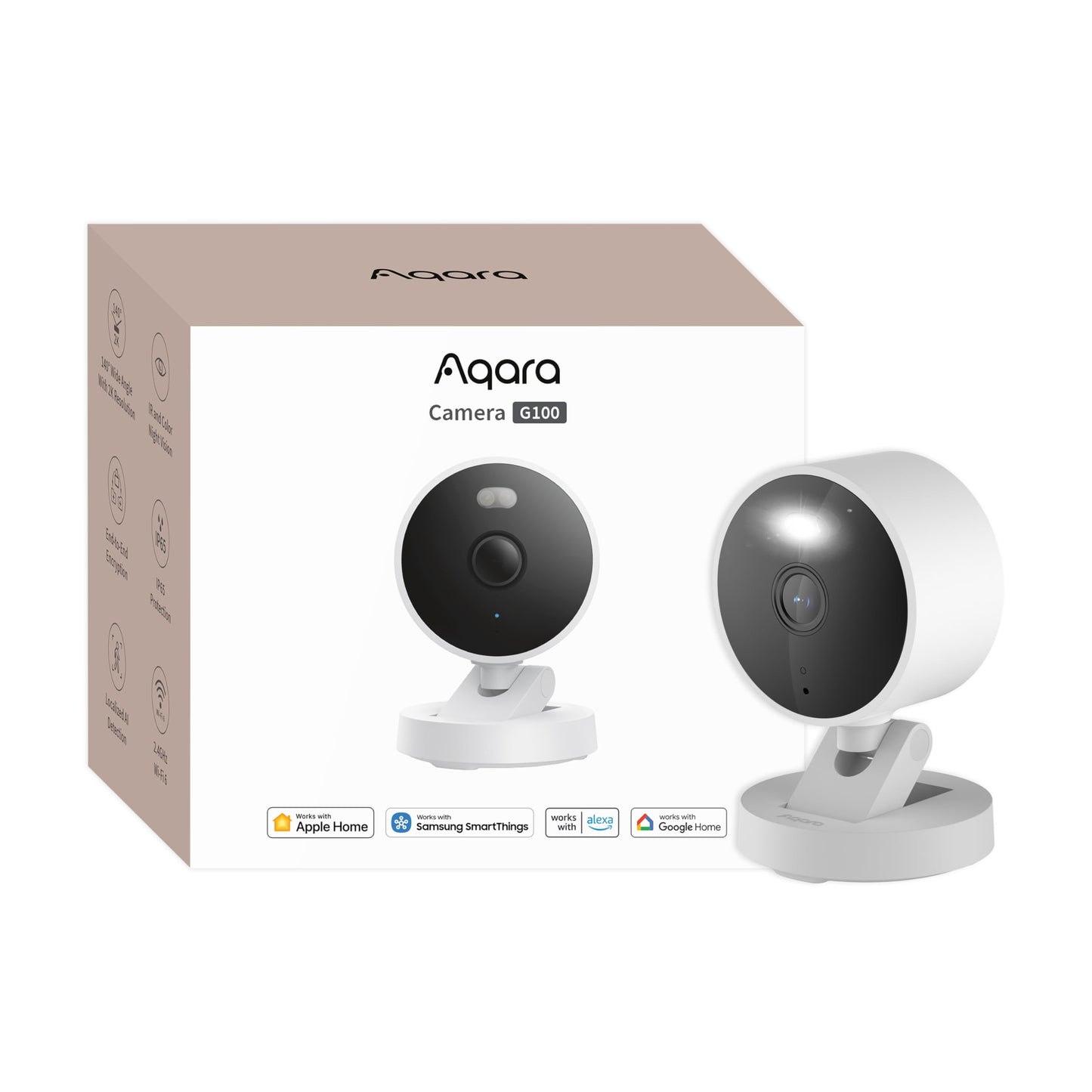 Câmera de segurança Aqara G100, 2K Indoor/Outdoor, HomeKit Secure Video
