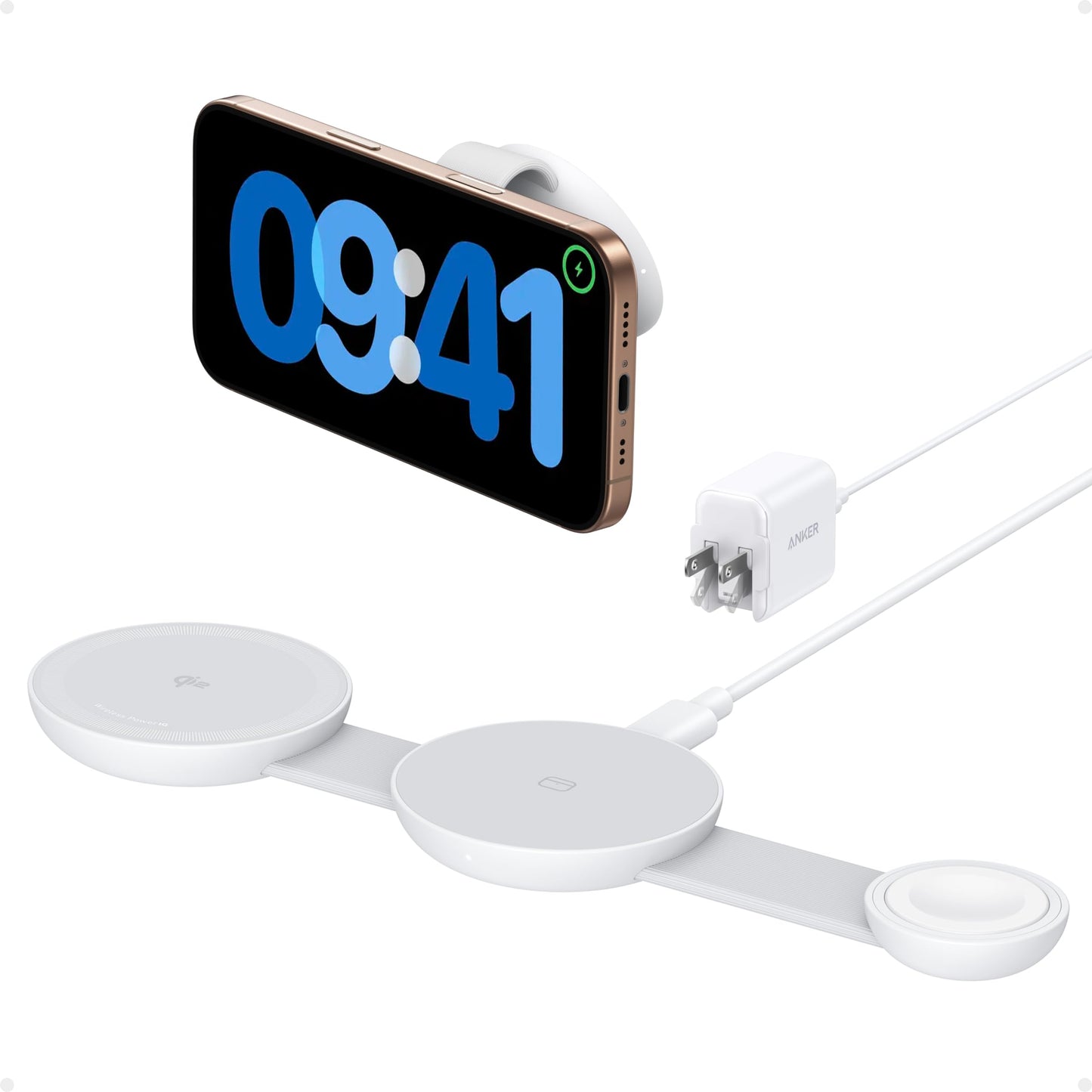 Anker MagSafe MagGo 3 em 1, 15W Qi2, para iPhone 17/16/15/14, AirPods, Apple Watch