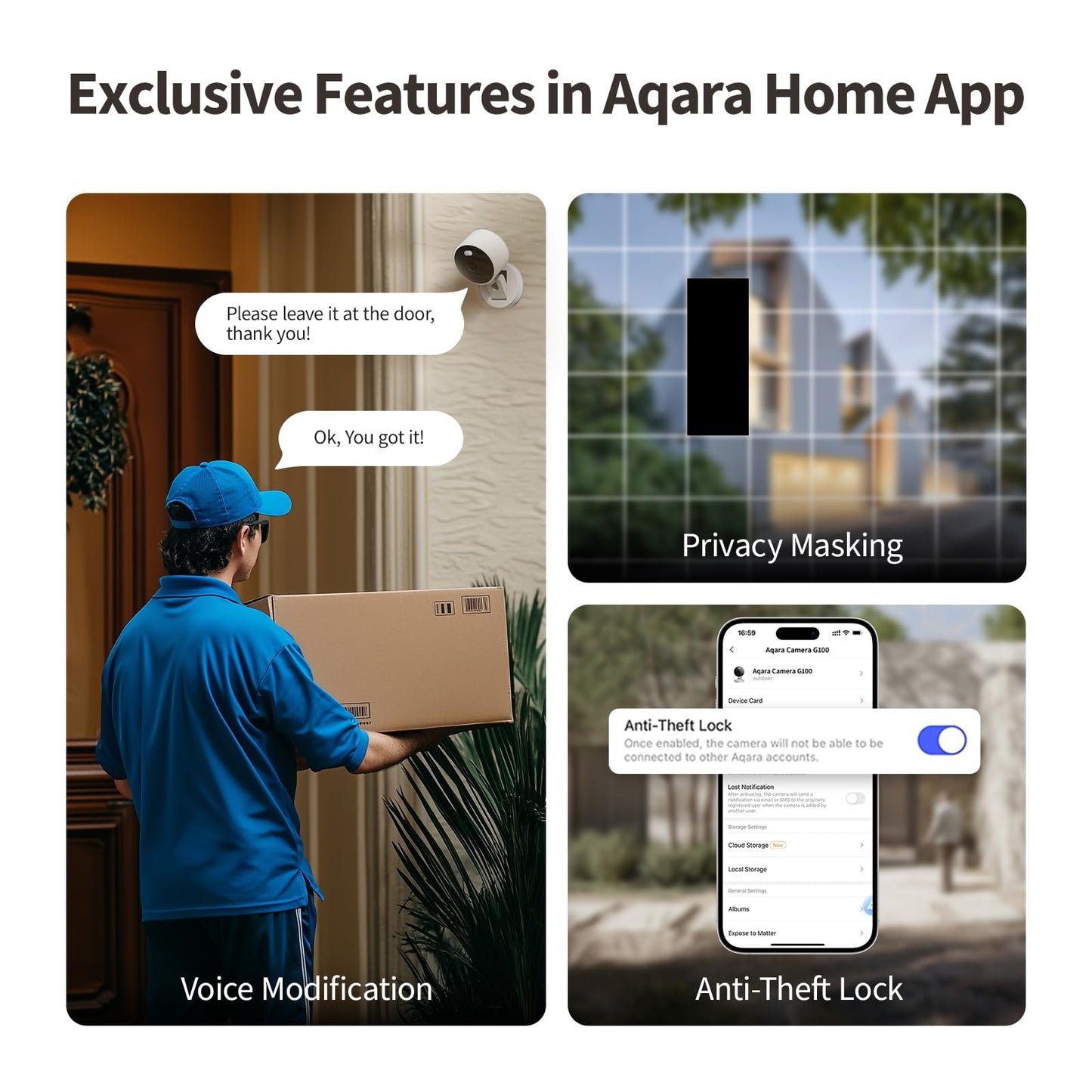 Câmera de segurança Aqara G100, 2K Indoor/Outdoor, HomeKit Secure Video