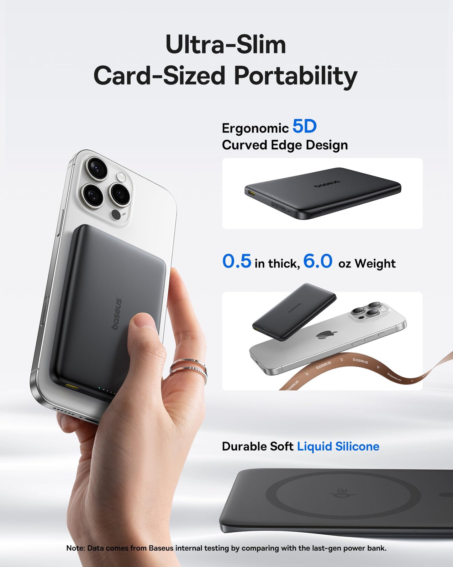 Carregador Portátil Baseus Picogo Magsafe, Qi2 Certified 0.5" Ultra Slim 15W Wireless Power Bank, 10000mAh 27W Fast Charging c/ USB-C