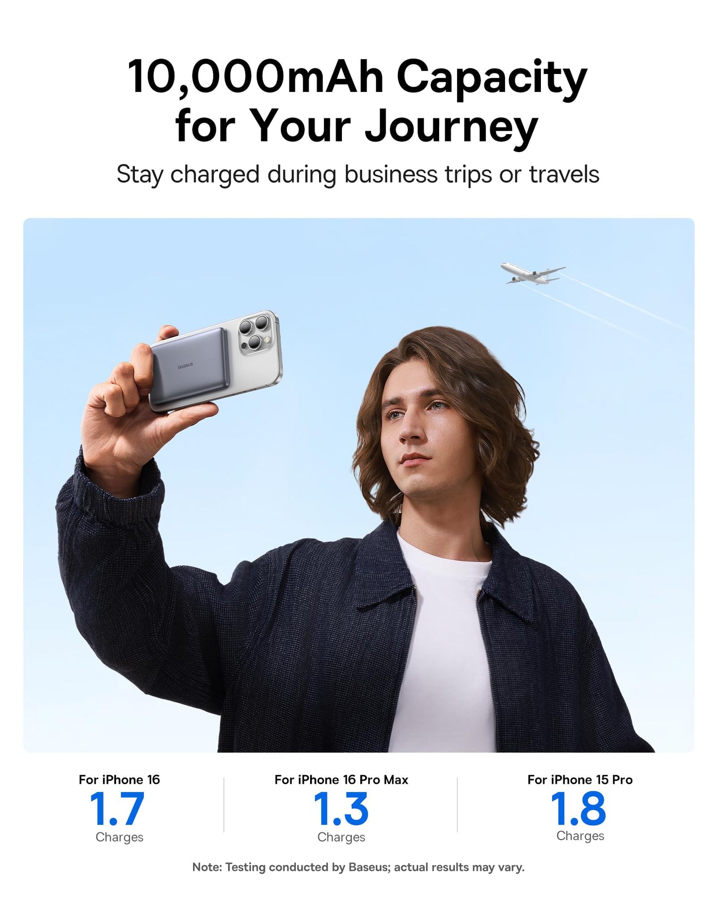 Carregador Portátil Baseus Picogo Magsafe, Qi2 Certified 0.5" Ultra Slim 15W Wireless Power Bank, 10000mAh 27W Fast Charging c/ USB-C