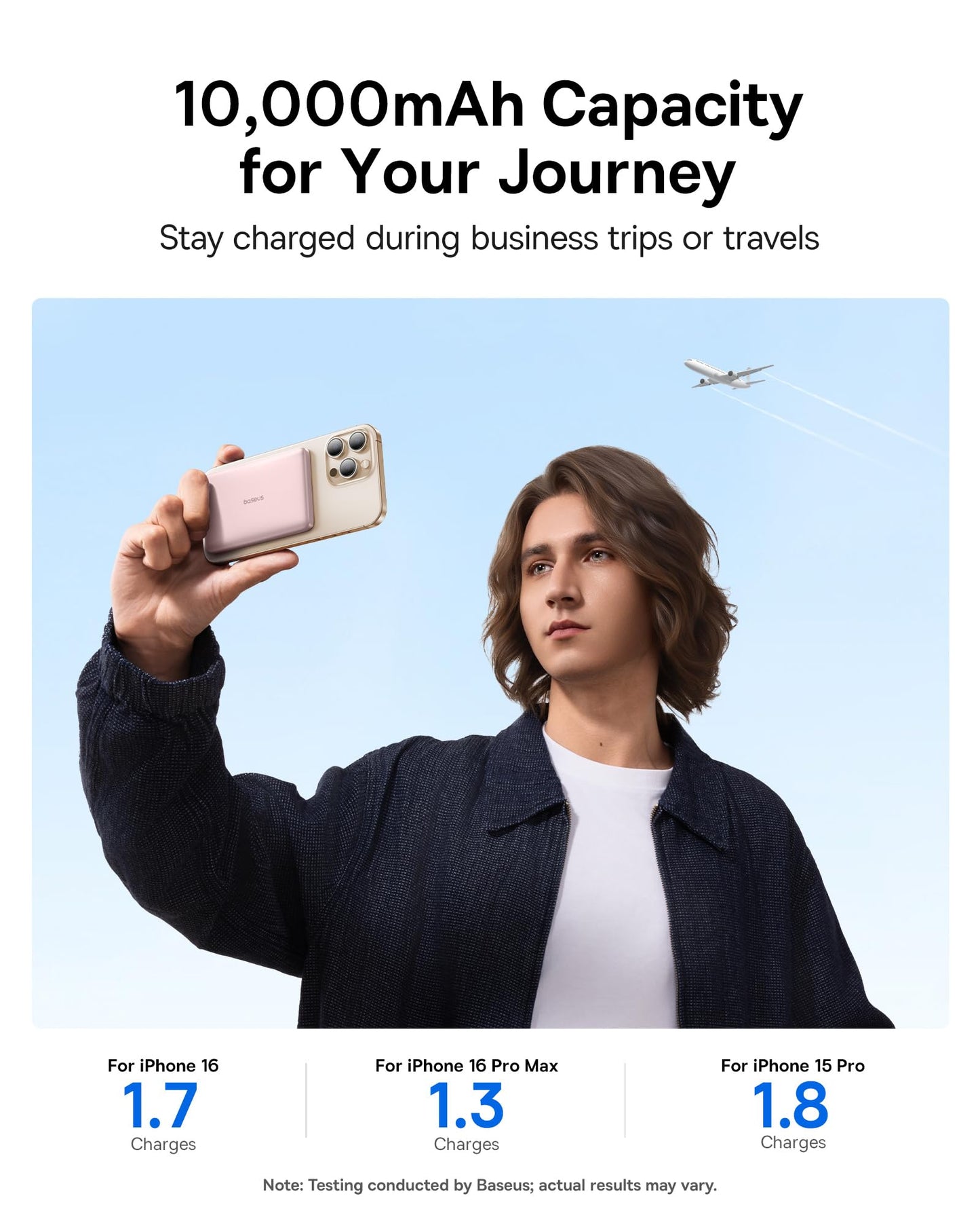 Carregador Portátil Baseus Picogo Magsafe, Qi2 Certified 0.5" Ultra Slim 15W Wireless Power Bank, 10000mAh 27W Fast Charging c/ USB-C