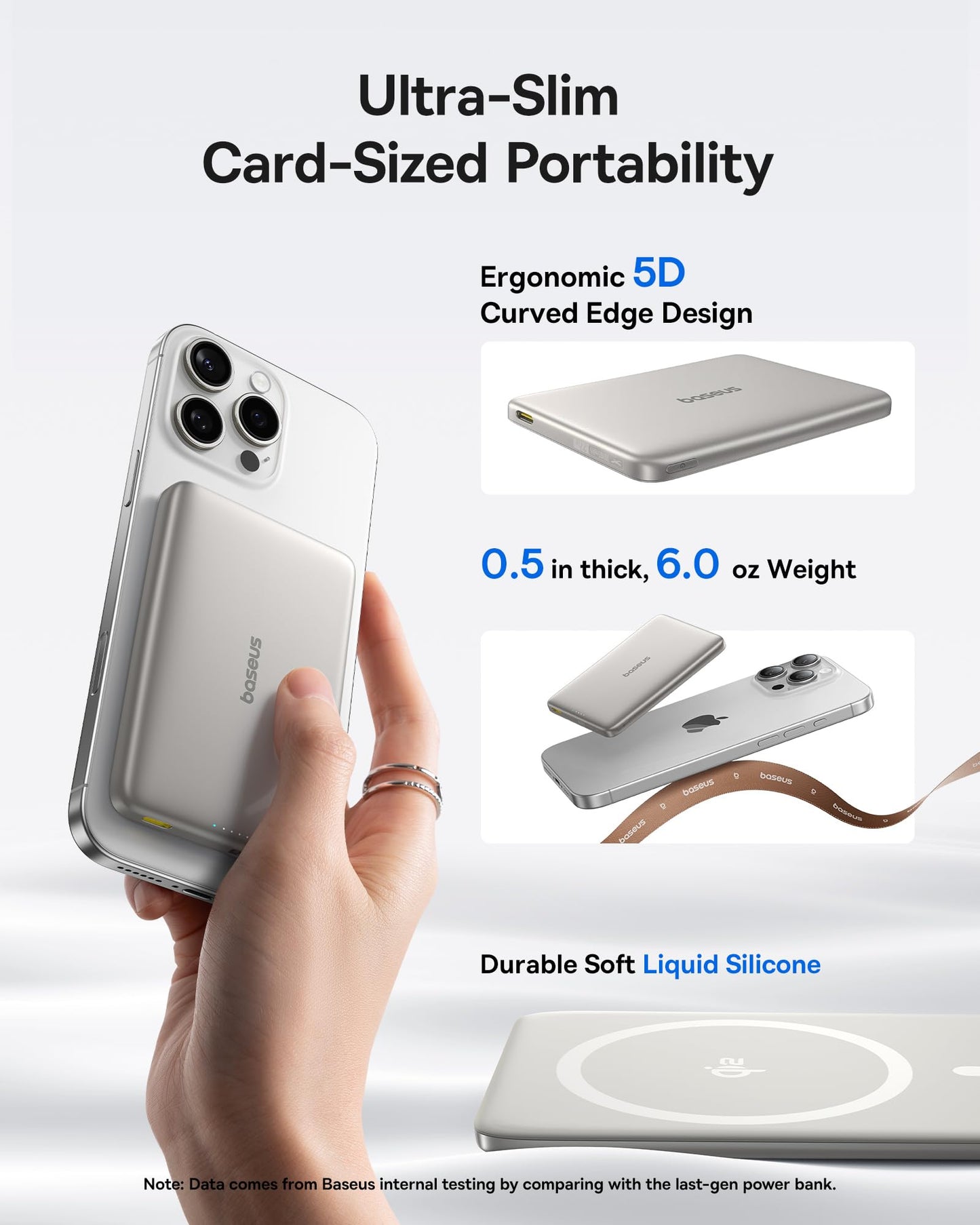 Carregador Portátil Baseus Picogo Magsafe, Qi2 Certified 0.5" Ultra Slim 15W Wireless Power Bank, 10000mAh 27W Fast Charging c/ USB-C